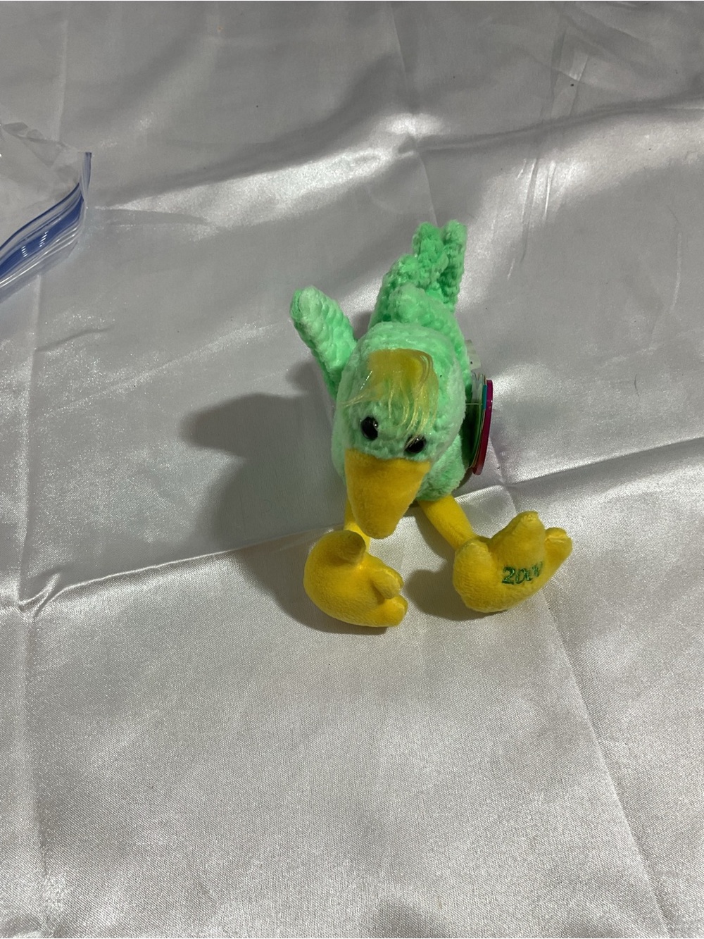 Green & Yellow Plush Bird Beanie Baby